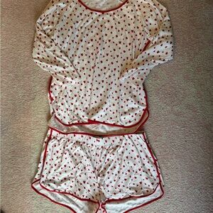 LAKE Heart Print Pajama Set